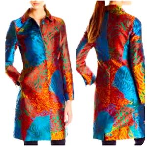 Anne Klein Multicolor Jacquard Topper Coat